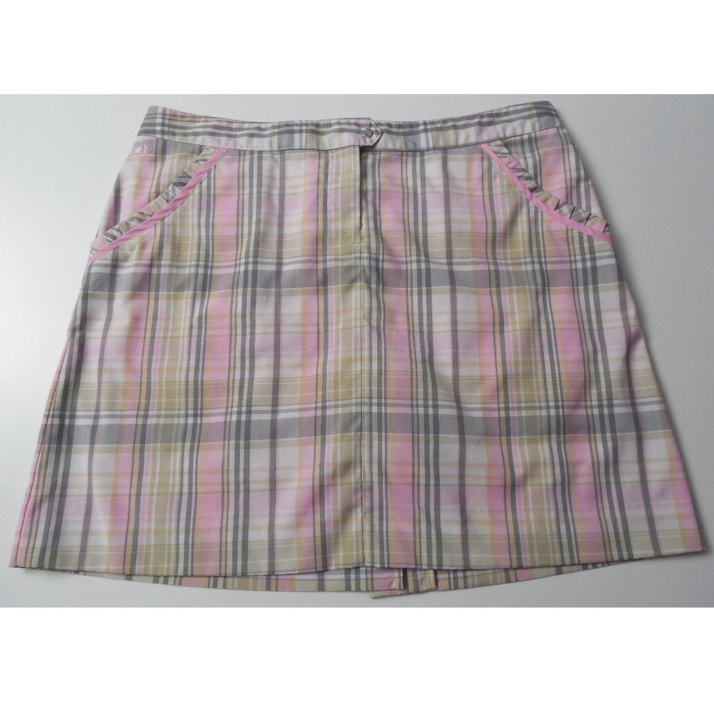 Izod Pink Plaid Golf Skort ( Skirt/ Shorts ) Sz 2